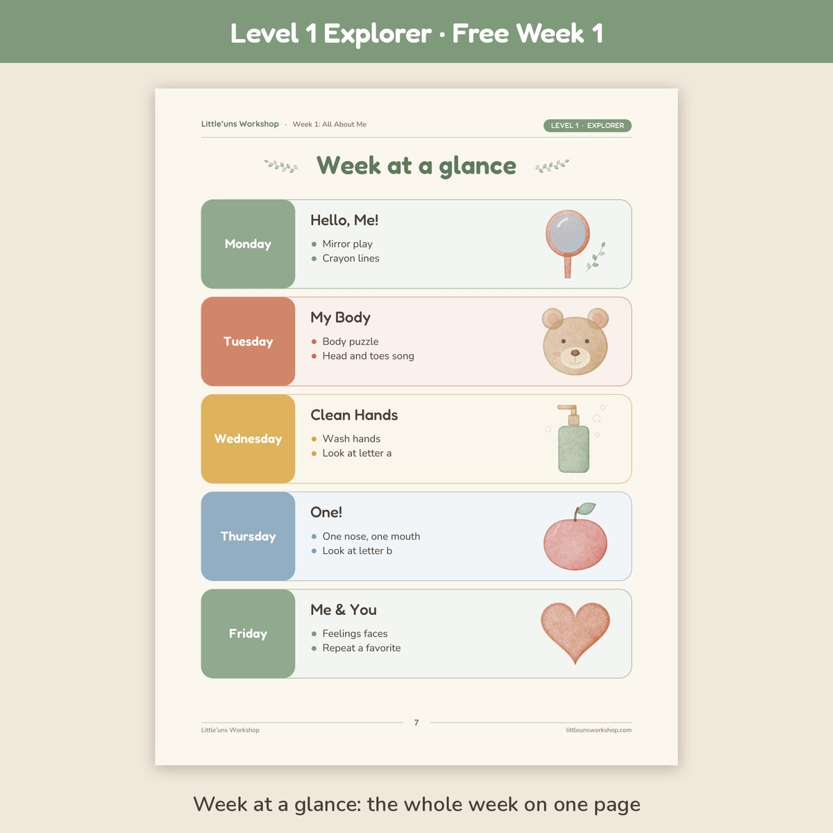 Free Week 1 preview: week at a glance plan