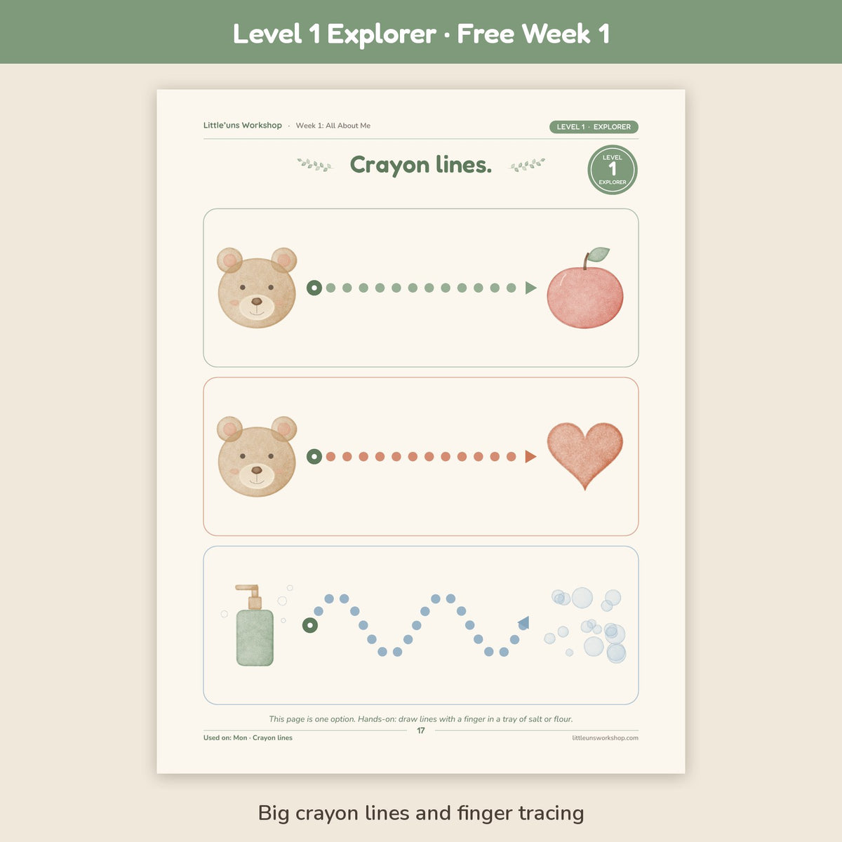 Free Week 1 preview: crayon lines printable