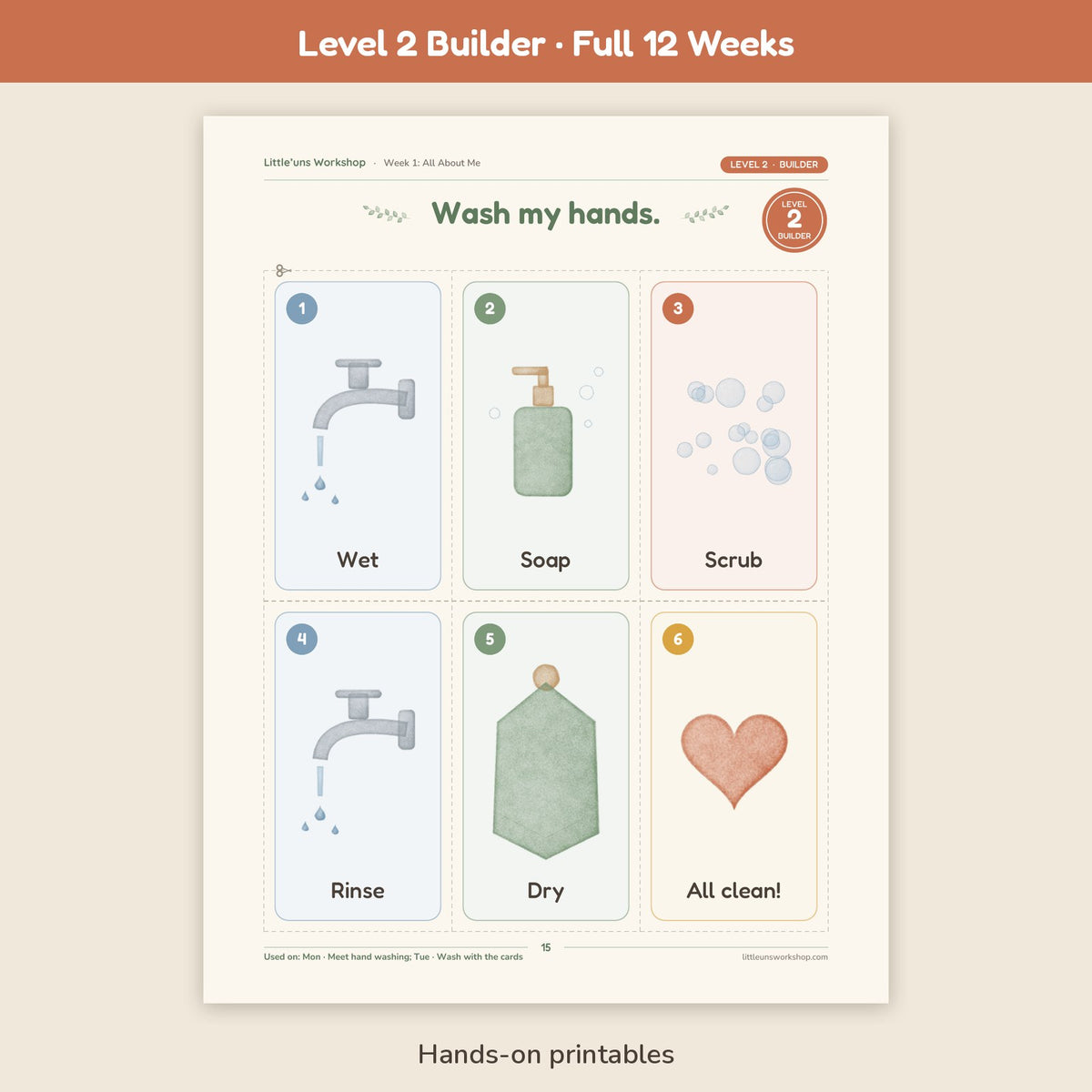 Level 2 Builder 12-week homeschool preschool curriculum: hands-on printable page