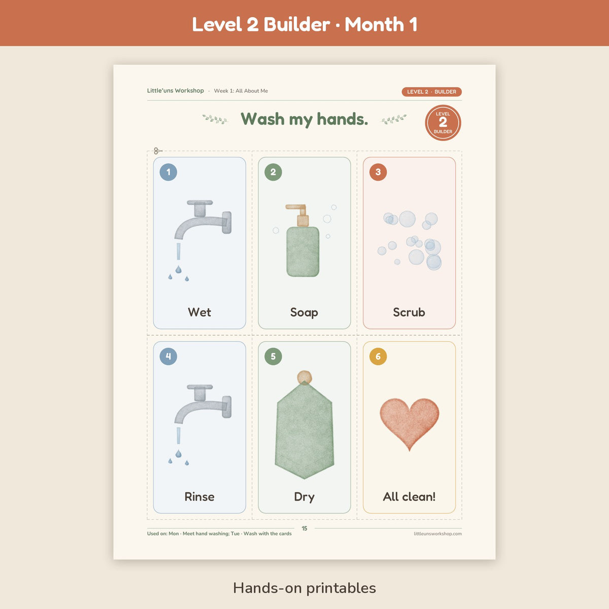 Level 2 Builder Month 1 homeschool preschool curriculum: hands-on printable page