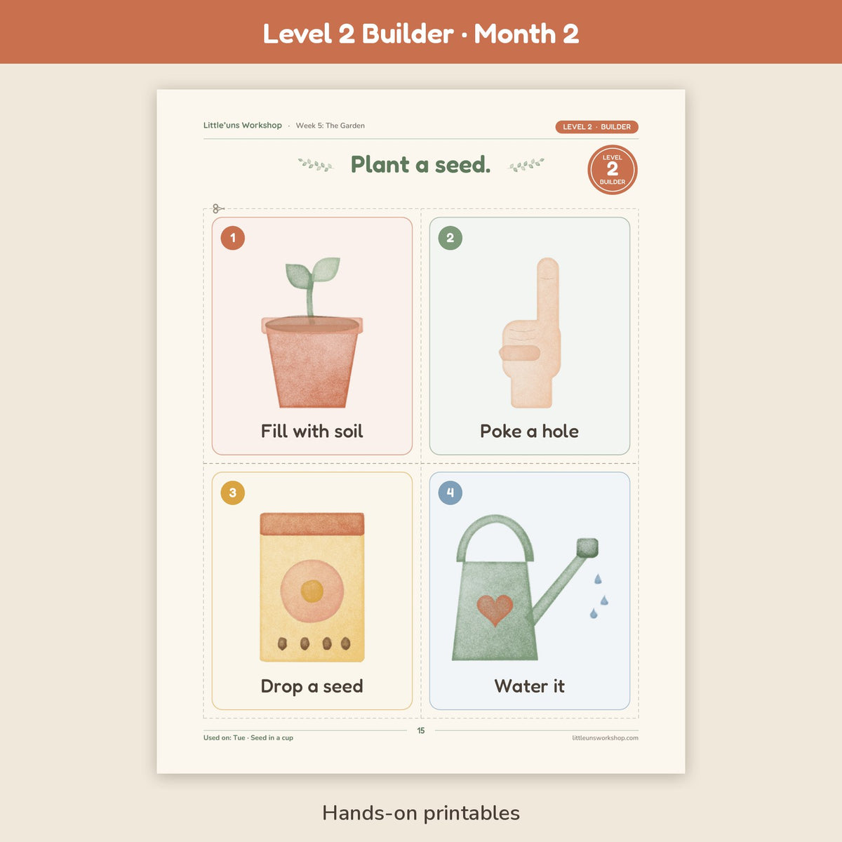Level 2 Builder Month 2 homeschool preschool curriculum: hands-on printable page