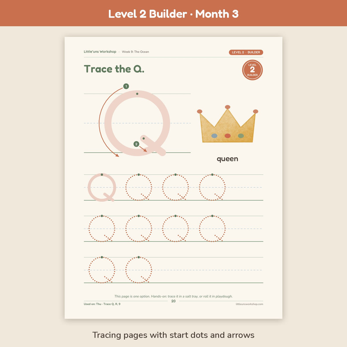 Level 2 Builder Month 3 homeschool preschool curriculum: tracing page