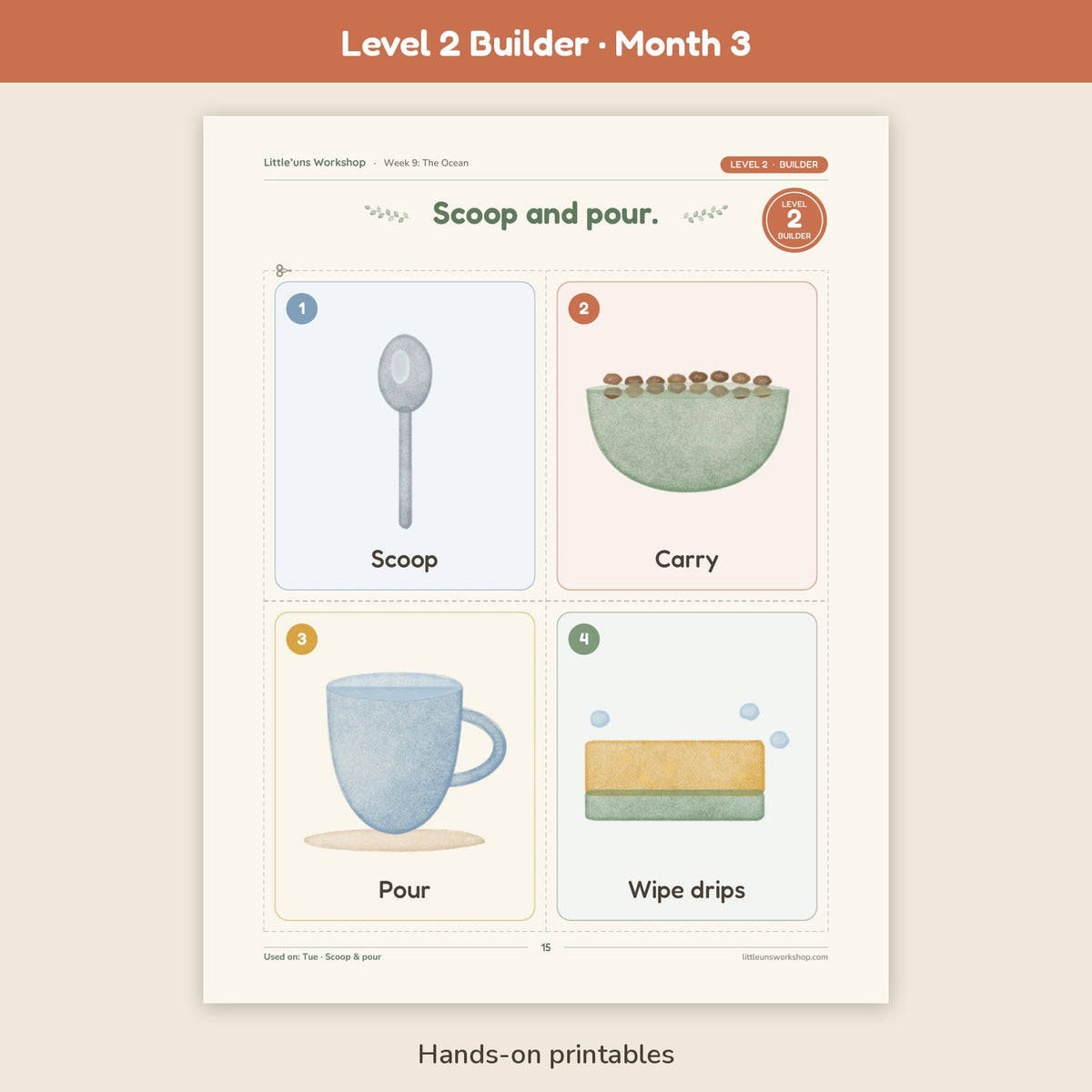 Level 2 Builder Month 3 homeschool preschool curriculum: hands-on printable page