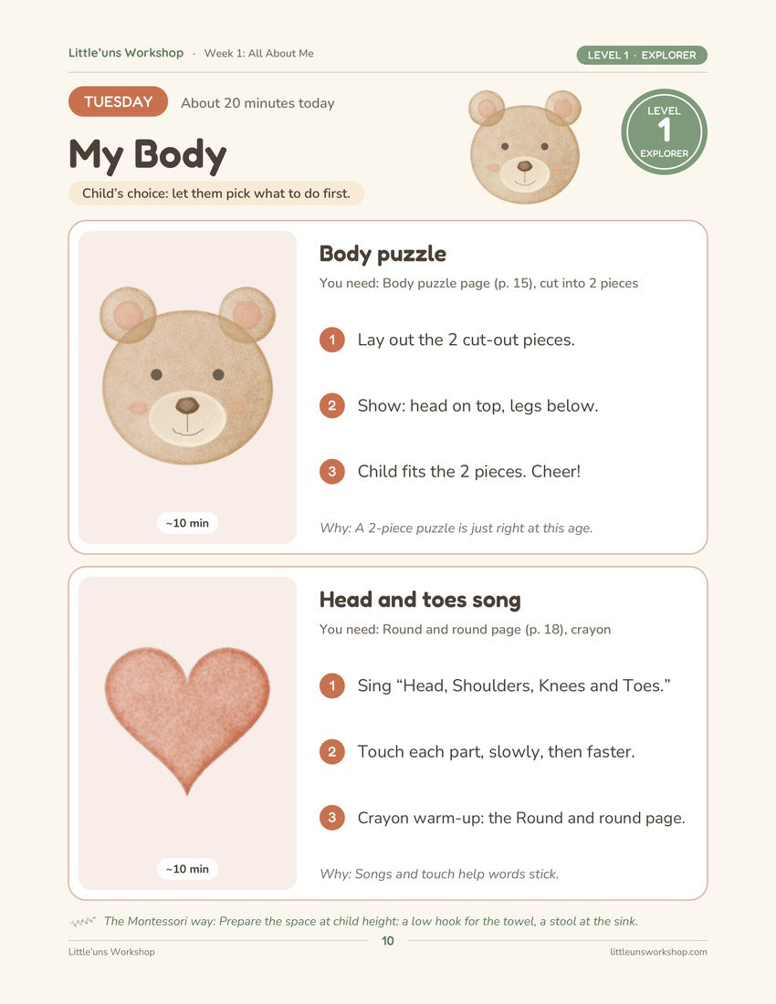 A Level 1 day page with two short play times